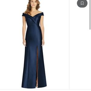 Alfred Sung Midnight Blue off the shoulder Dress